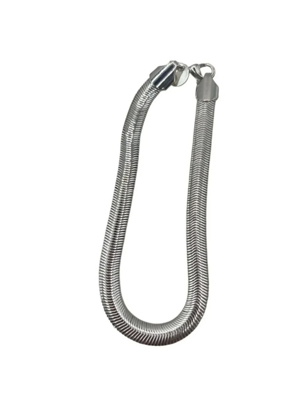 Sterling Silver 925 Herringbone Chain Bracelet W/Lobster Clasp 7.5 Inches A04